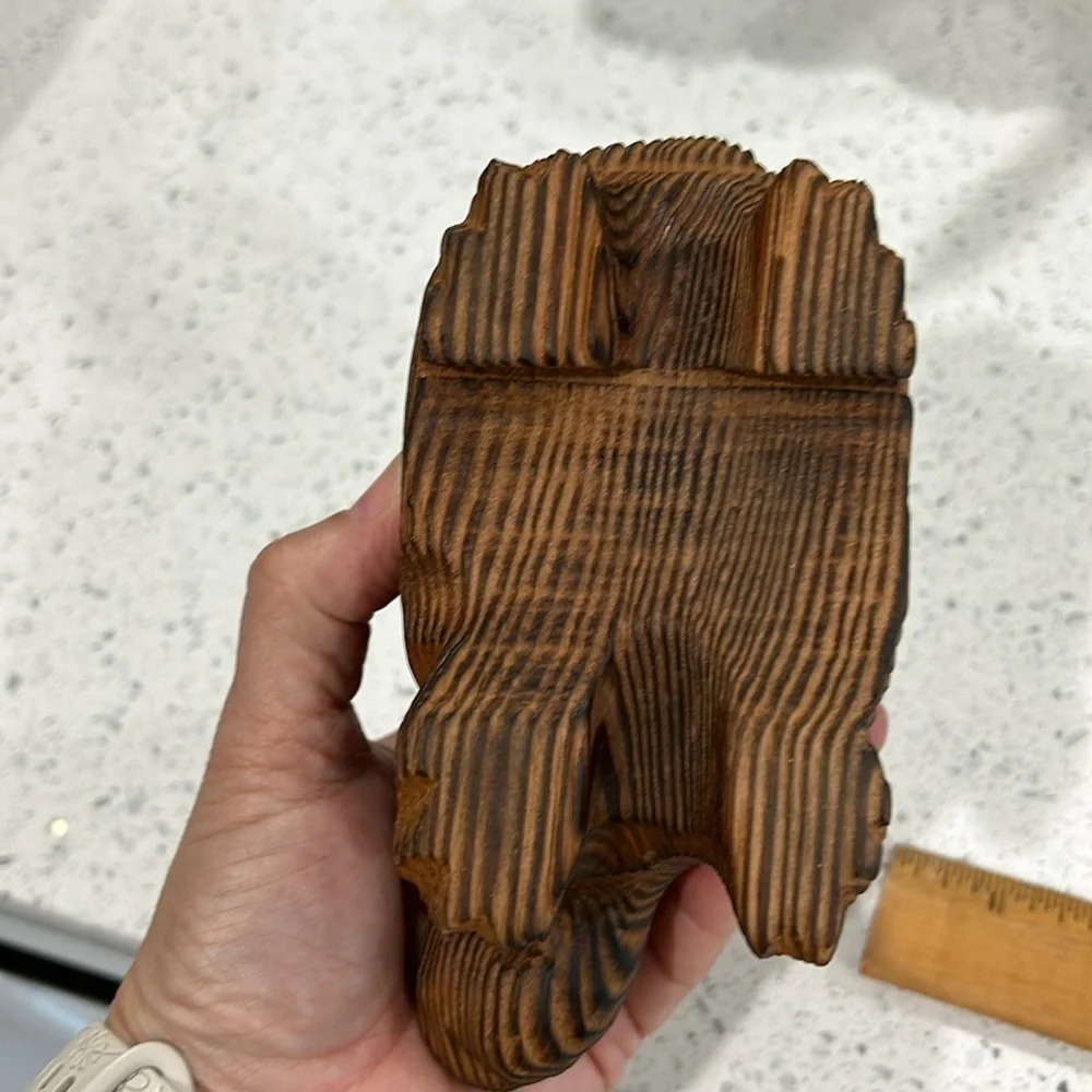 Vintage Hand Carved Wood Turtle Tea Light Holder Decor Shelf Sitter